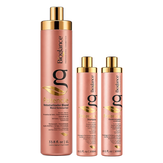 Bioglance Potencie Kit: Blond Retexturizer 1 L, Shampoo 300 ml and Conditioner 300 ml