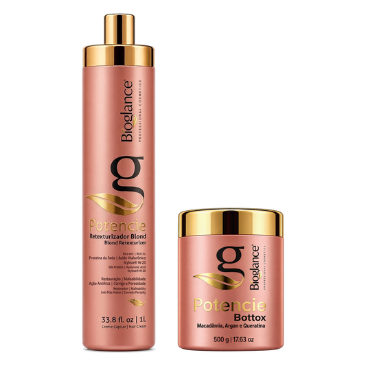 Bioglance Potencie Blond Retexturizer 1 L with silk protein and Potencie Bottox 500 g set