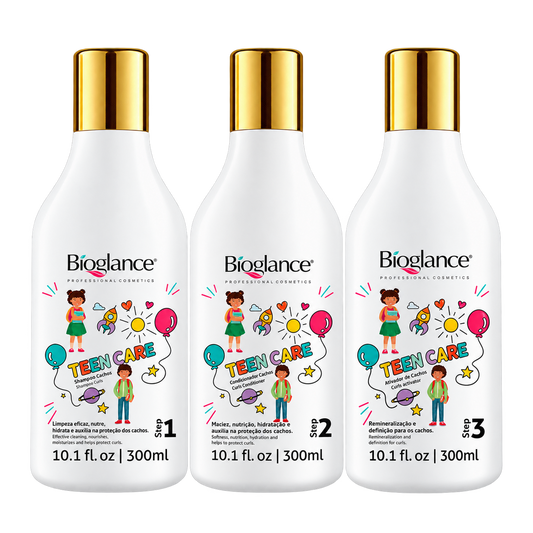 Bioglance Teen Care Curls 3-step set: Shampoo, Conditioner and Curls Activator, 300 ml each